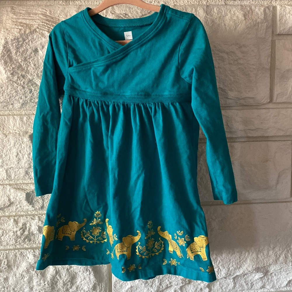 🐘Elephant Long Sleeve Teal Dress